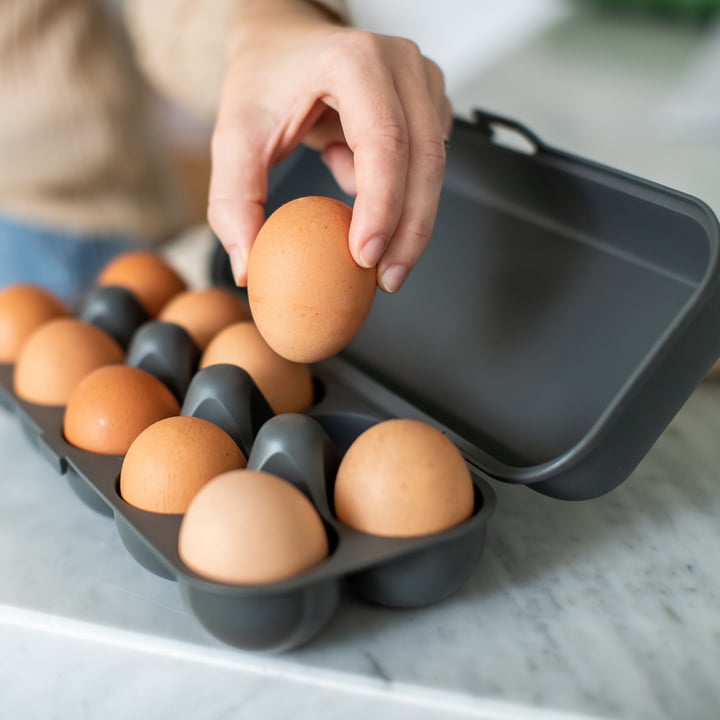 Eggs to go genanvendelig ægbeholder, nature ash grey fra Koziol