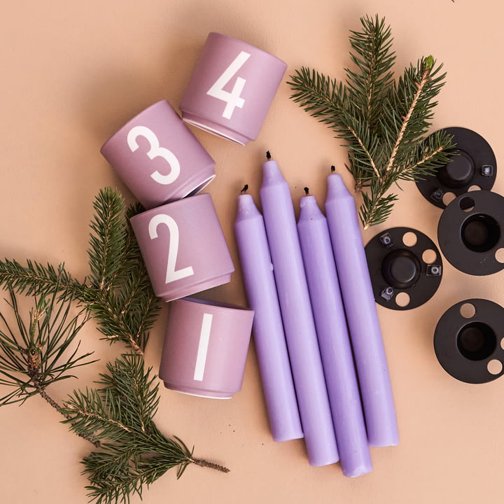 Porcelæns minikrus, lavendel (sæt med 4) fra Design Letters