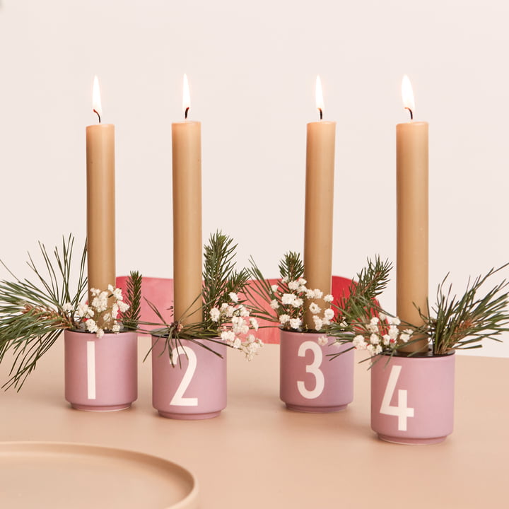 Porcelæns minikrus, lavendel (sæt med 4) fra Design Letters