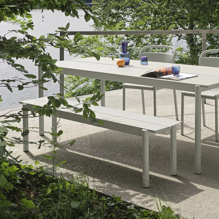 Linear Steel stålbænk Outdoor, 170 cm, grå fra Muuto