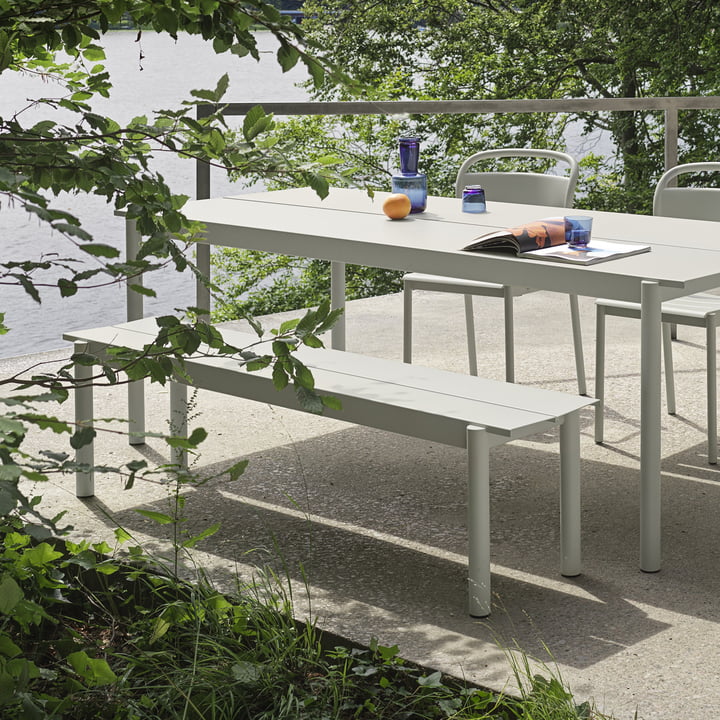 Linear Steel stålbænk Outdoor, 170 cm, grå fra Muuto