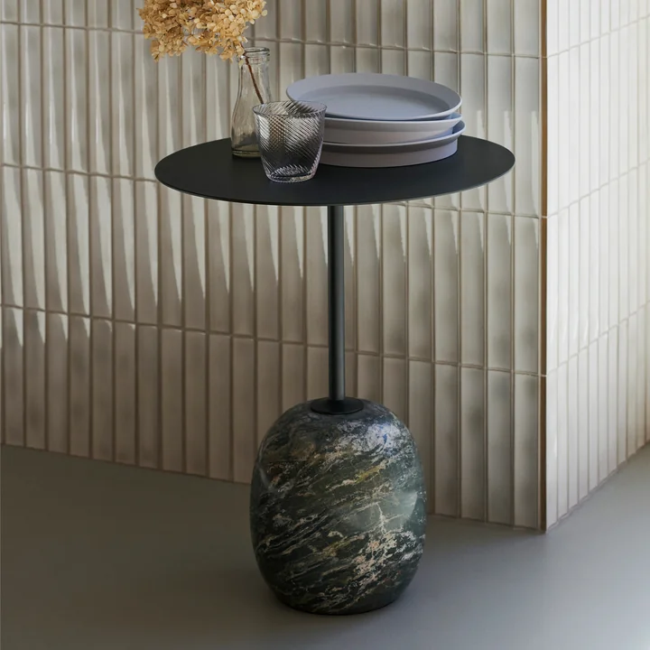 & Tradition - Lato sidebord, H 50 cm / Ø 40 cm, dyb grøn / verde alpi marmor