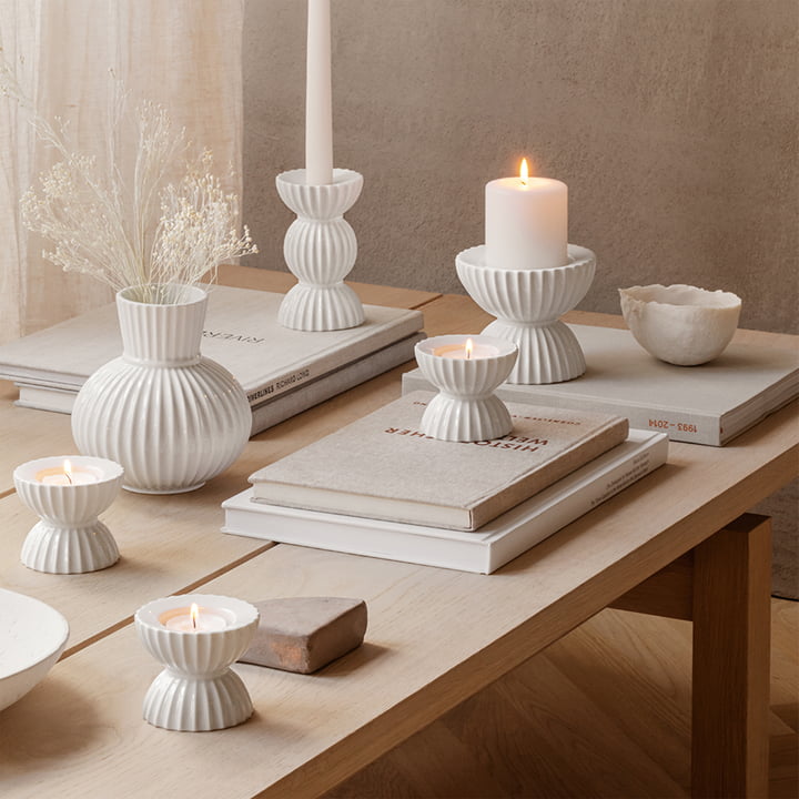 Tura lysestage fra Lyngby Porcelæn