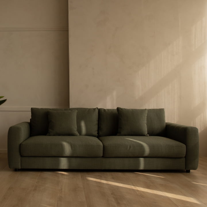 Bente 3-personers sofa, 230 x 100 cm, grøn (Melina Inner Green 1242) fra Nuuck