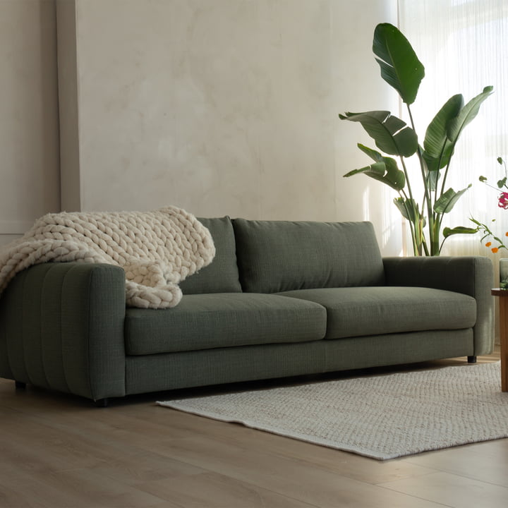 Bente 3-personers sofa, 230 x 100 cm, grøn (Melina Inner Green 1242) fra Nuuck