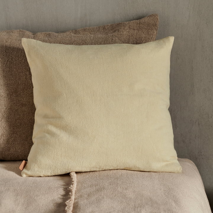 ferm Living - Heavy Linen Pude, 50 x 50 cm, citron