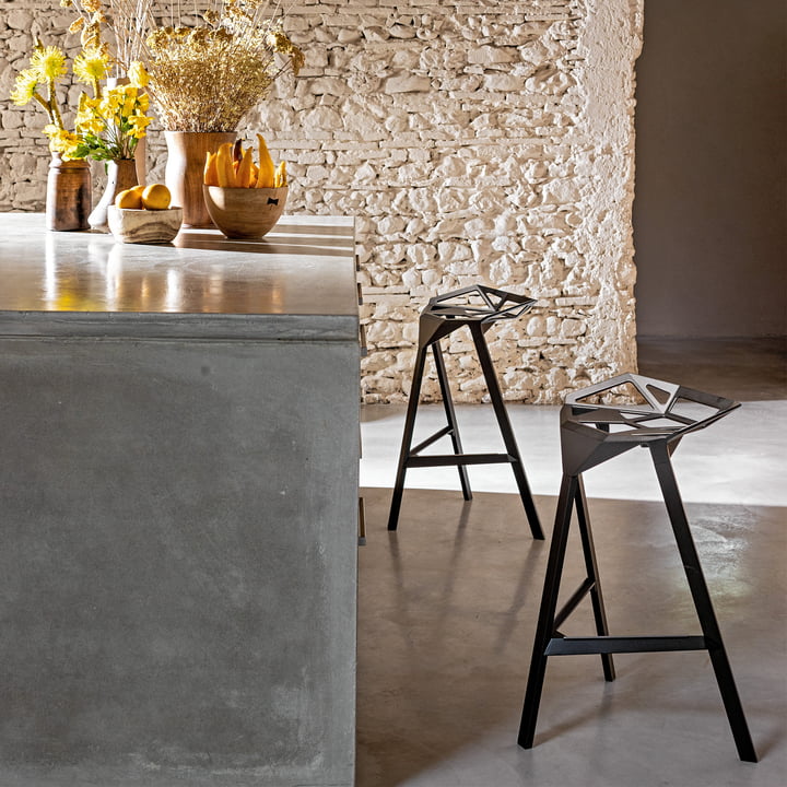 Magis - Stool One, H 74 cm, sort (sæt med 2)