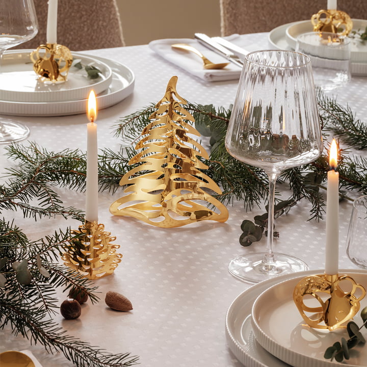 Bordjuletræ, medium, guld af Georg Jensen
