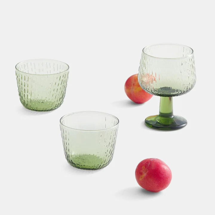 Syksy glas og vinglas, olivengrøn fra Marimekko