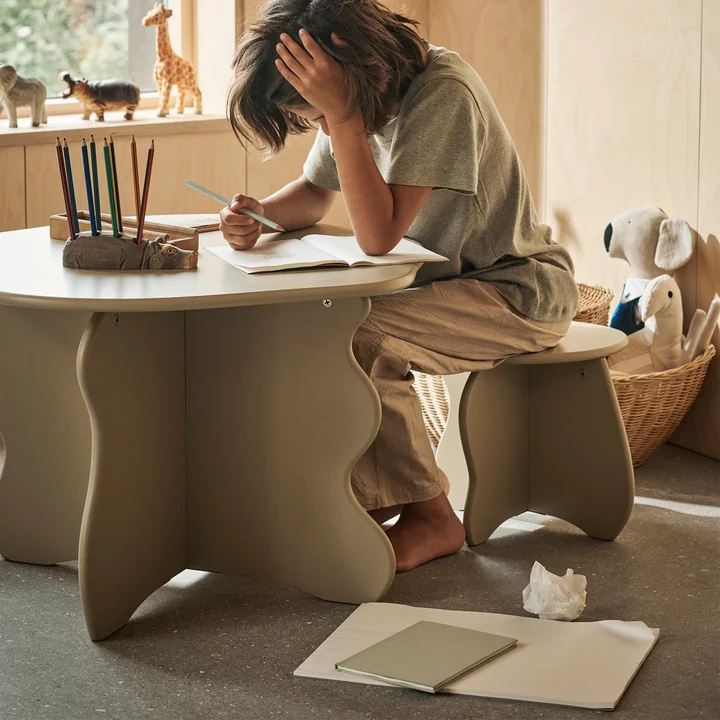 Ferm Living - Slope børnebord og skammel, kashmir