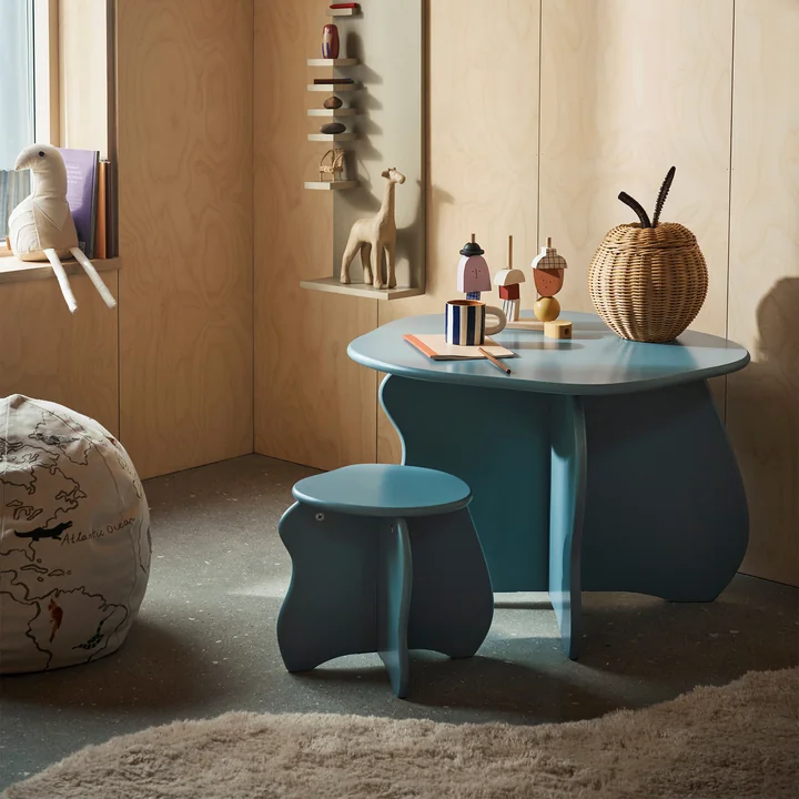 Ferm Living - Slope børnebord og skammel, storm