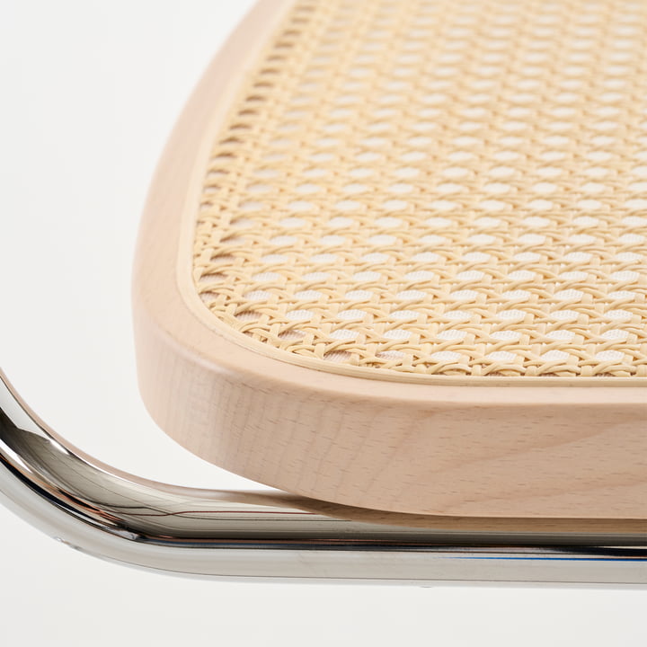 Thonet - S 32 VL Lounge Chair, krom / lyset bejdset bøg (TP 107) / stokværk med støttestof