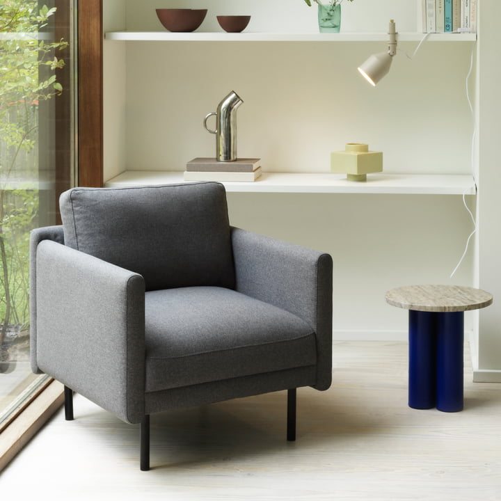 Rar lænestol, sort / Re-Born mørkegrå fra Normann Copenhagen