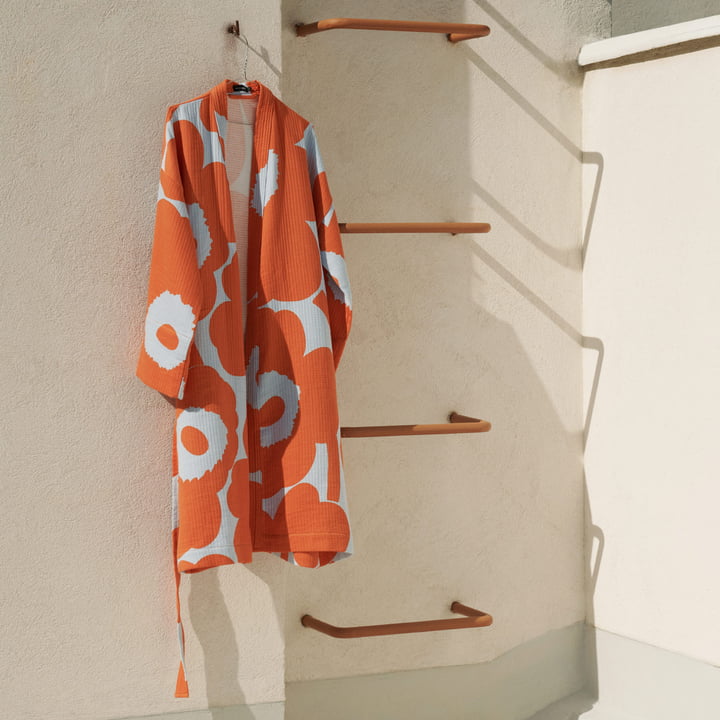 Marimekko - Unikko badekåbe, S, lyseblå/orange