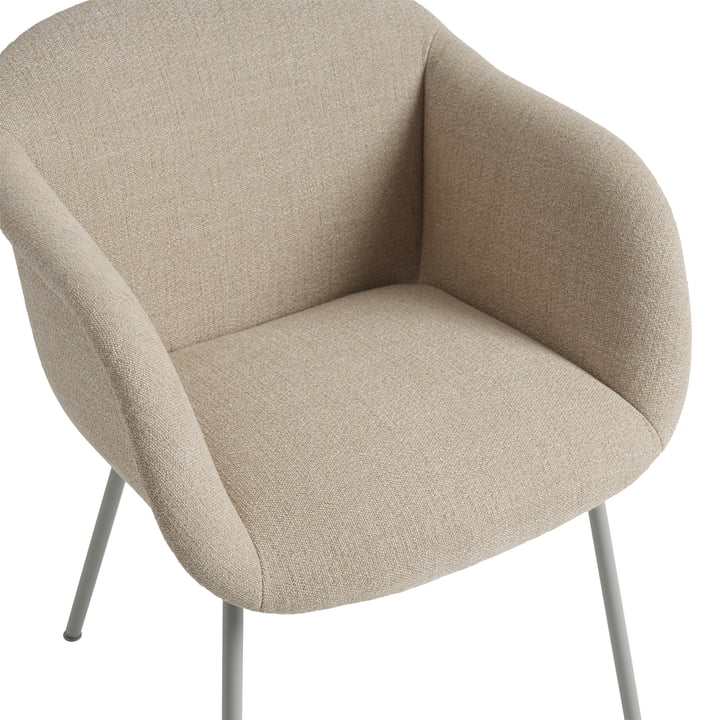 Muuto - Fiber Soft lænestol, grå/beige (stof Kvadrat Ecriture 240)