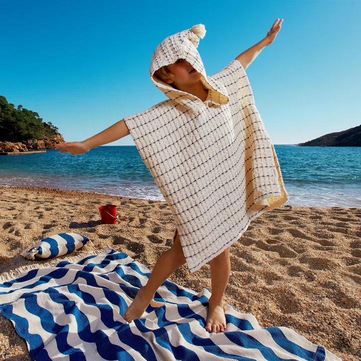 Portofino poncho, sorte striber stor vaffel fra Nobodinoz
