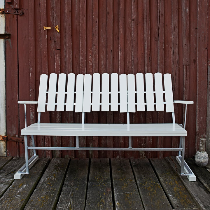 6 havebænk 140 x 85 cm, hvidmalet eg fra Grythyttan