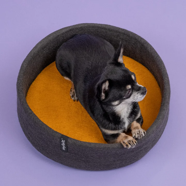 Kuno hundekurv, Ø 40 cm, indlæg okkergul fra myfelt