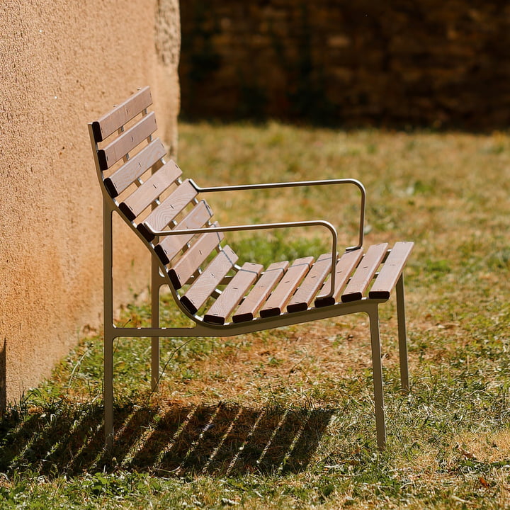 HAY - Traverse Loungebænk, med armlæn, aluminium/olieret ask