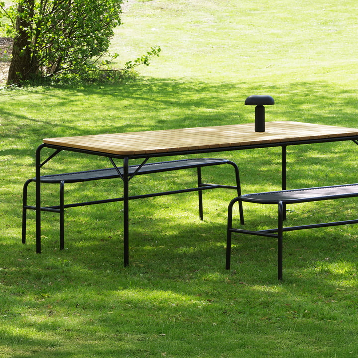 Normann Copenhagen - Vig bord, 90 x 200 cm, sort / robinia, Vig bænk