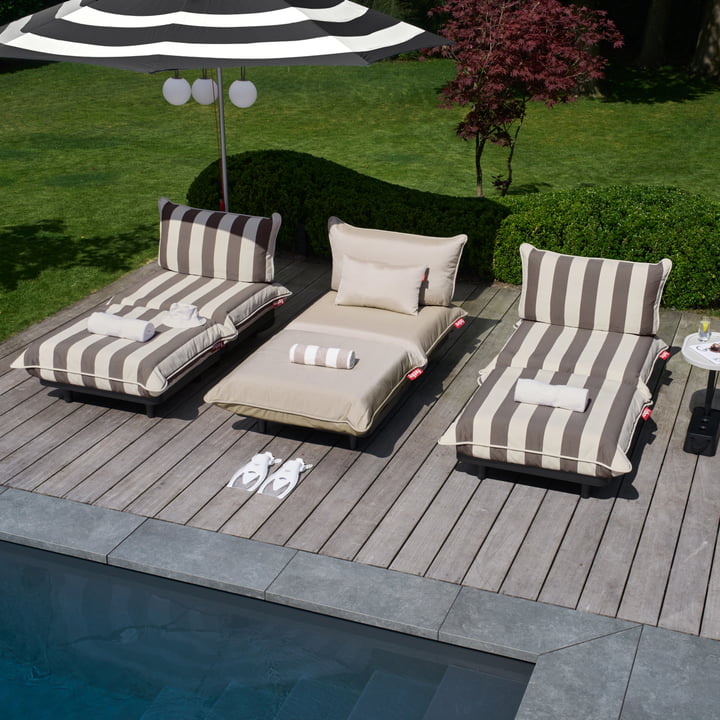 Fatboy - Paletti Outdoor Daybed, hvid / kakao striber