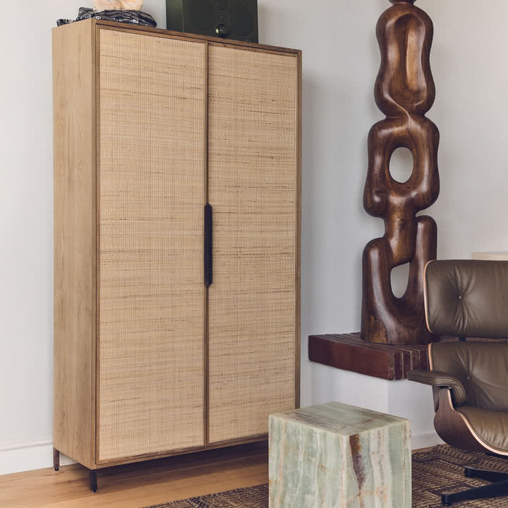 HKliving - Pioneer skab, 100 x 180 cm, Rattan