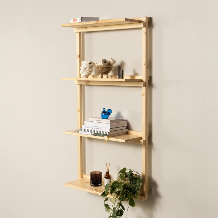 Karup Design - Groove væghylde, smal, H 120 x 66 cm, naturfyr