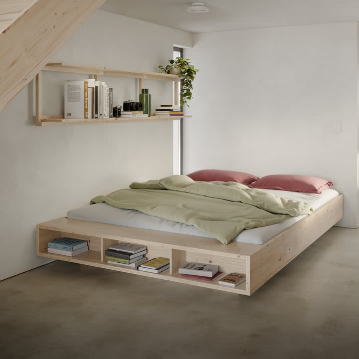 Karup Design - Groove væghylde, Wide and Merge seng, naturfyr
