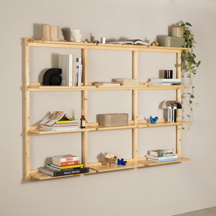 Karup Design - Groove væghylde, stor, H 127 x 192 cm, naturfyr