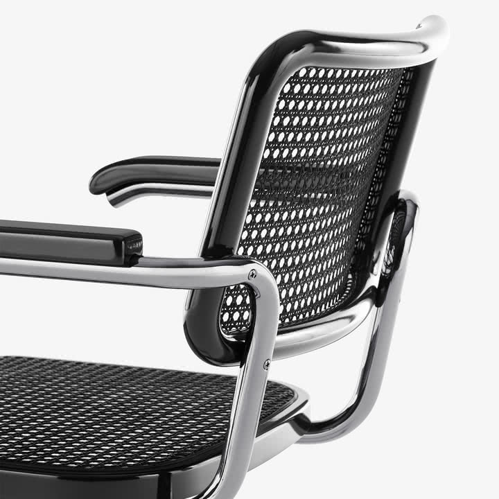 Thonet - S 64 V Serious lænestol, titanium / grafit sort / stok mesh med plast støtte stof (JS. by Jil Sander)