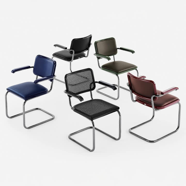 Thonet - S 64 P Serious lænestol, titanium, gruppe (JS. by Jil Sander)