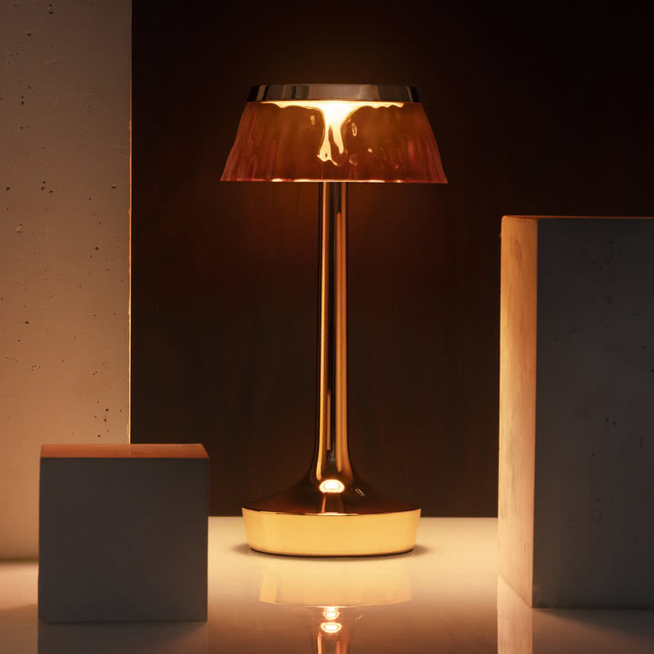 Flos - Bon jour Unplugged batteridrevet bordlampe, Color Tune, kobber