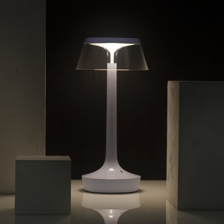 Flos - Bon jour Unplugged batteridrevet bordlampe, Color Tune, falmet blå