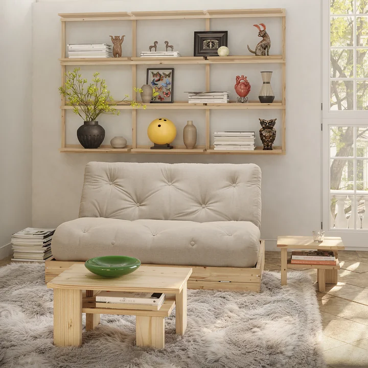 Karup Design - Japan sofabord og sidebord, naturlig fyrretræ, Flip Raw Daybed