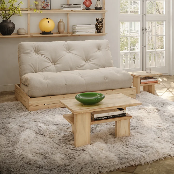 Karup Design - Japan sofabord og sidebord, naturlig fyrretræ, Flip Raw Daybed