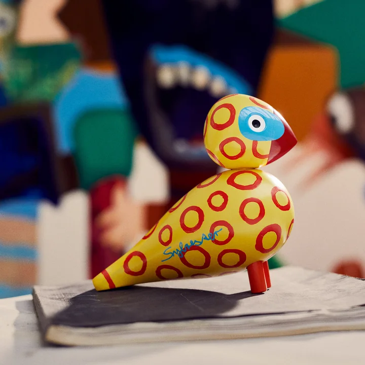 Kay Bojesen - Songbird x Leif Sylvester 2025, H 15,5 cm, Blå Øjne, blå / gul / rød