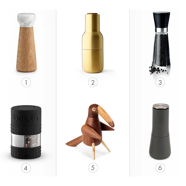 Salt- og pebermøller: design og materiale