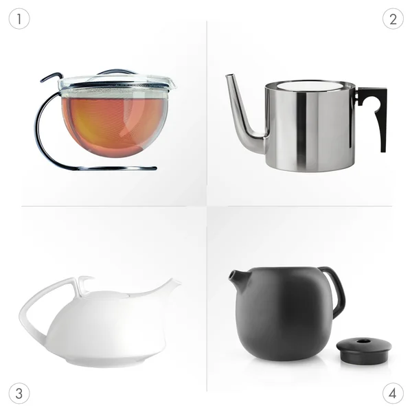 Tekander af glas, rustfrit stål, porcelæn og keramik