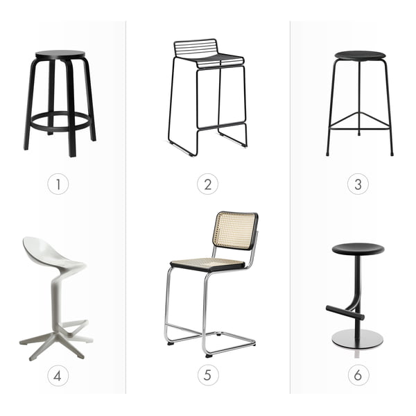 Grafik til forskellige baser af barstole